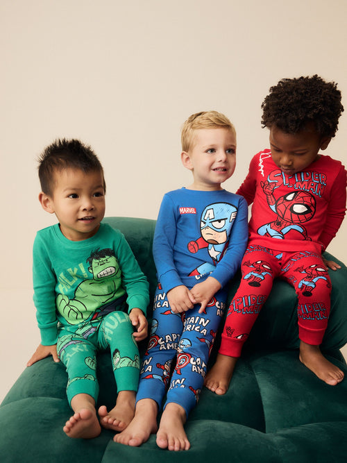 Marvel Red/Green/Blue Snuggle Pyjamas 3 Pack (9mths-8yrs) image 1