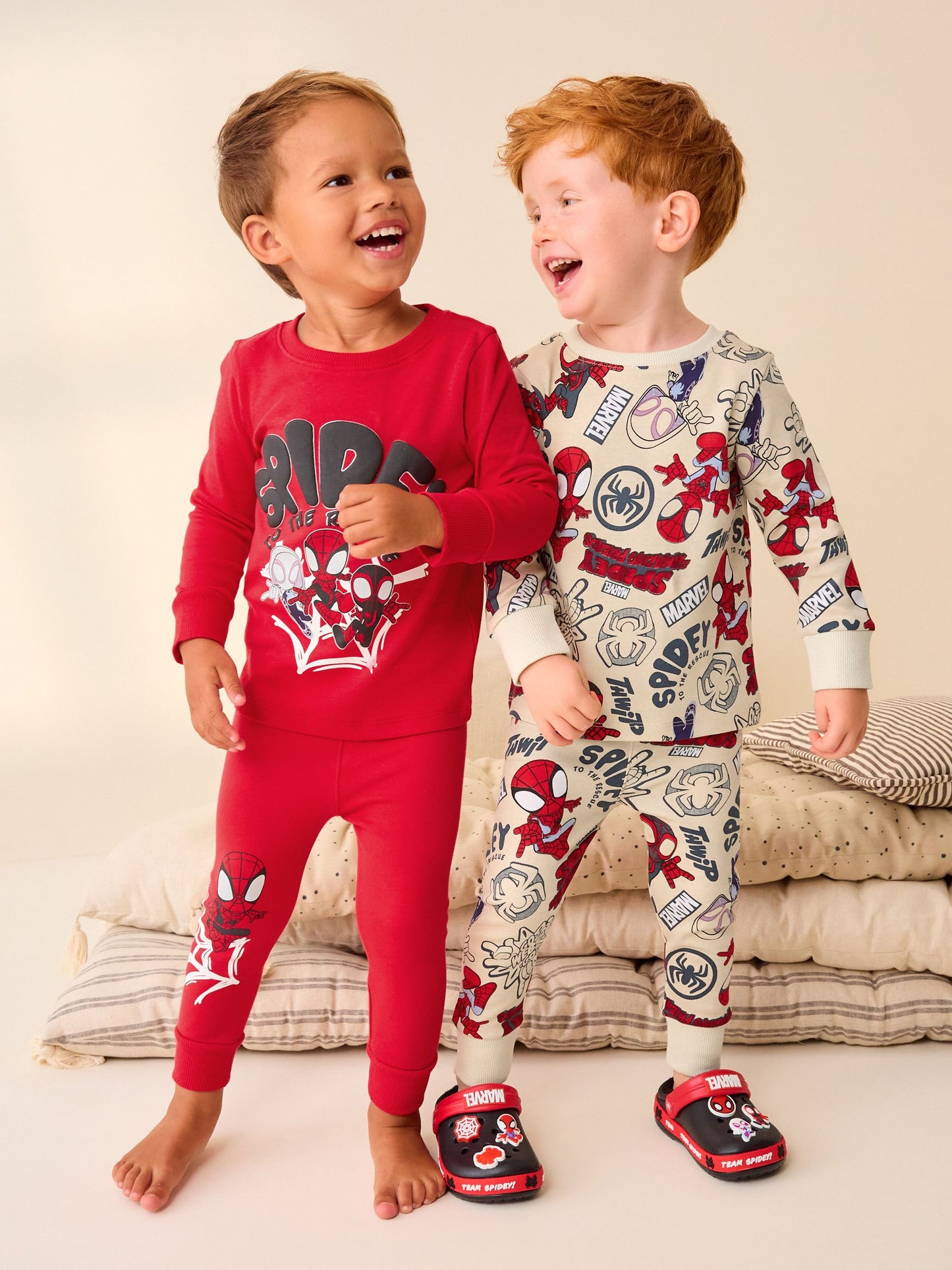 Dsiney Kidz - Spidey and Friends Red/Ecru Cream 2 Pack Snuggle Pyjamas (12mths-8yrs) image 2