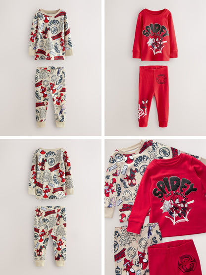 Dsiney Kidz - Spidey and Friends Red/Ecru Cream 2 Pack Snuggle Pyjamas (12mths-8yrs) image 3