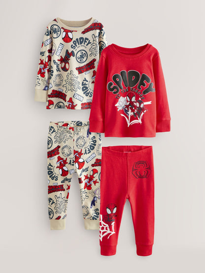 Dsiney Kidz - Spidey and Friends Red/Ecru Cream 2 Pack Snuggle Pyjamas (12mths-8yrs) image 4