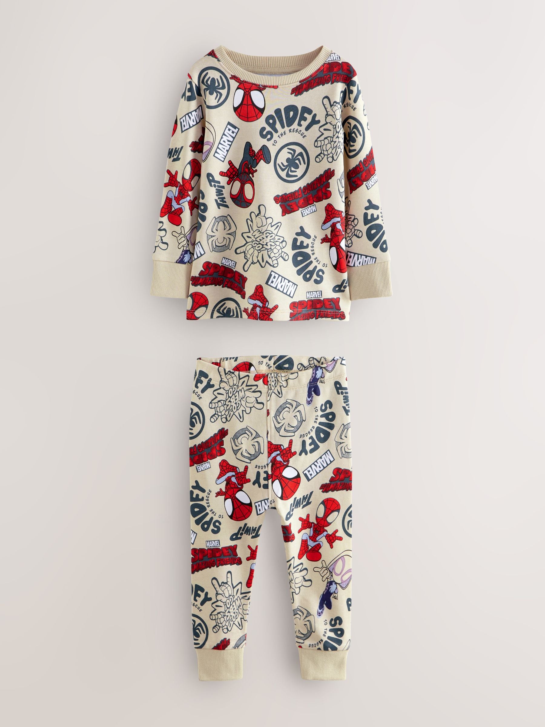 Dsiney Kidz - Spidey and Friends Red/Ecru Cream 2 Pack Snuggle Pyjamas (12mths-8yrs) image 5