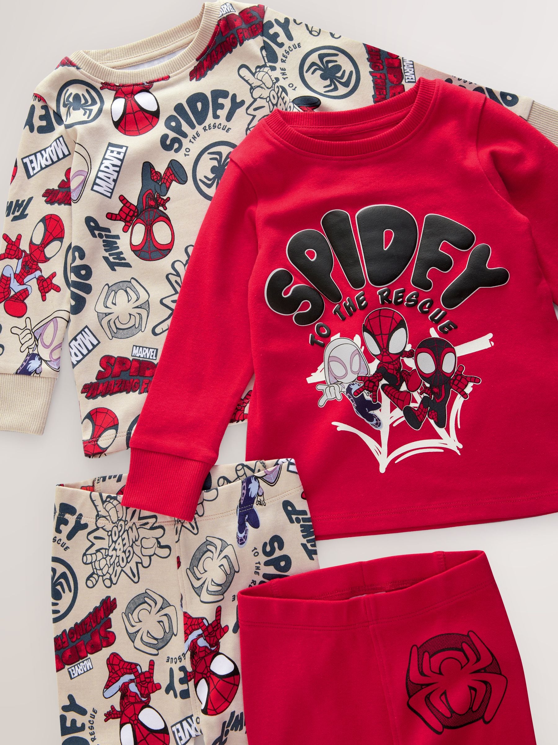 Dsiney Kidz - Spidey and Friends Red/Ecru Cream 2 Pack Snuggle Pyjamas (12mths-8yrs) image 8