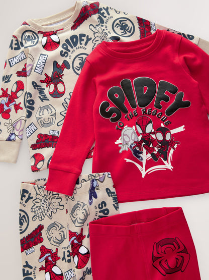 Dsiney Kidz - Spidey and Friends Red/Ecru Cream 2 Pack Snuggle Pyjamas (12mths-8yrs) image 8