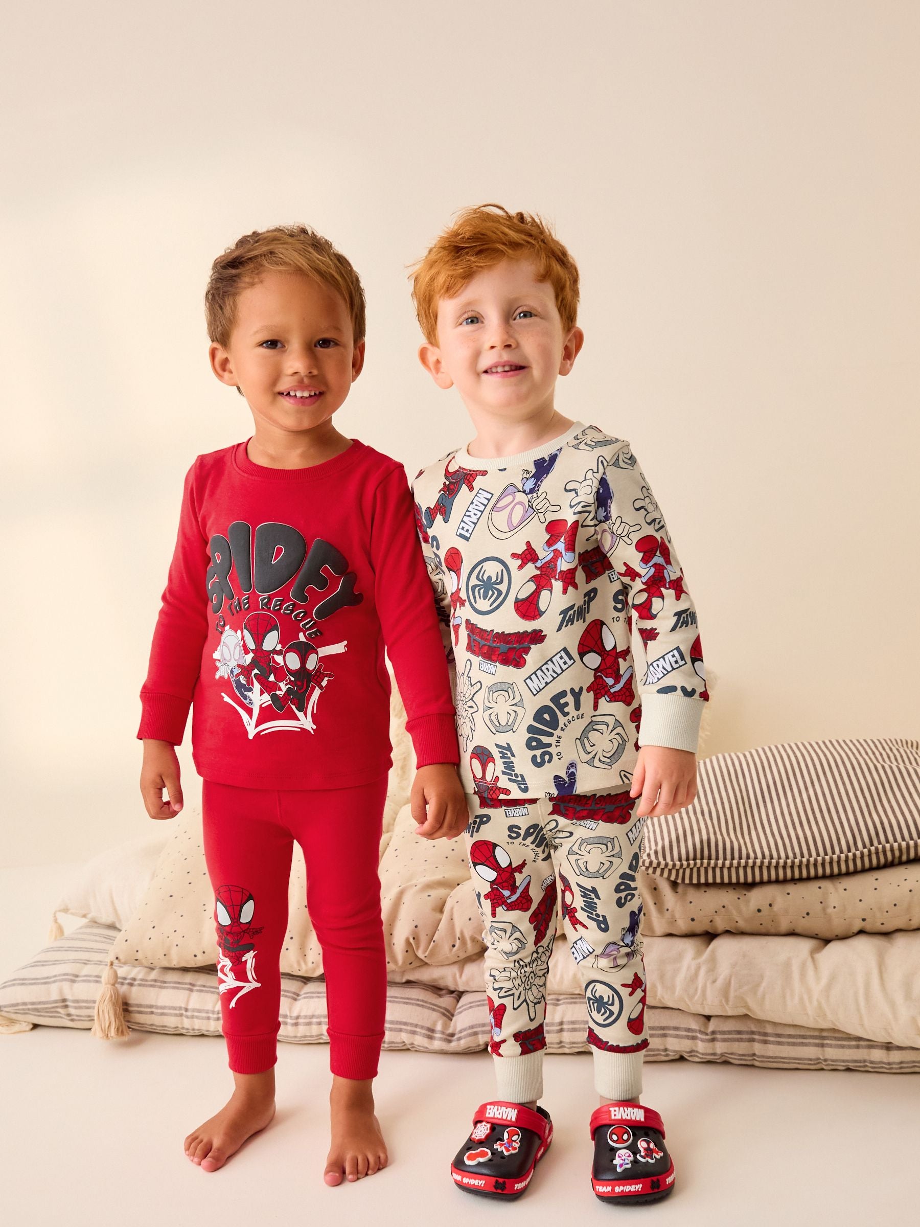 Dsiney Kidz - Spidey and Friends Red/Ecru Cream 2 Pack Snuggle Pyjamas (12mths-8yrs) image 1