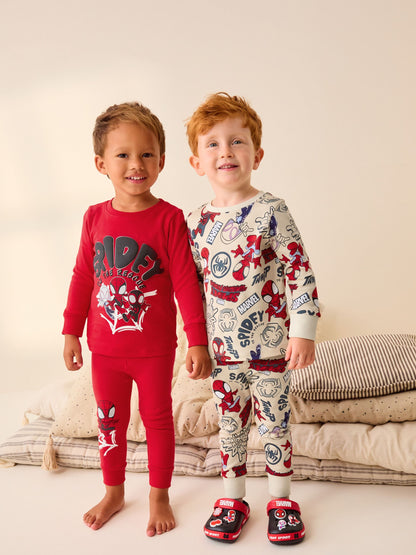 Dsiney Kidz - Spidey and Friends Red/Ecru Cream 2 Pack Snuggle Pyjamas (12mths-8yrs) image 1