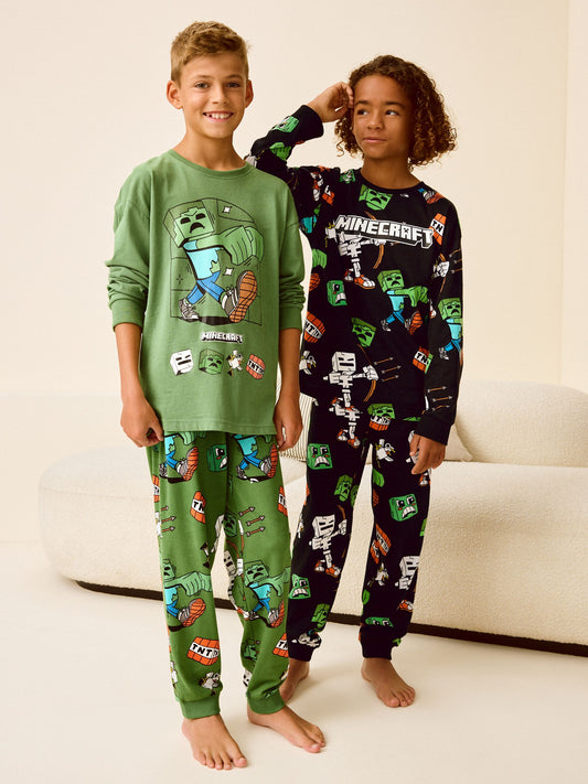 Black/Green Minecraft Pyjamas 2 Pack (5-16yrs) - image 1