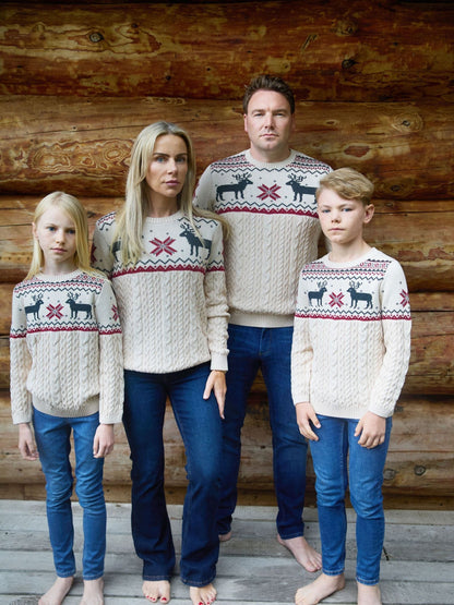 The Little Tailor Beige Christmas Reindeer Fairisle Jumper - image 3