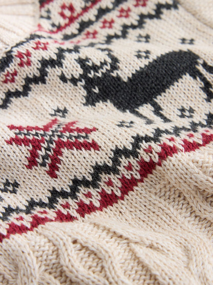 The Little Tailor Beige Christmas Reindeer Fairisle Jumper - image 6