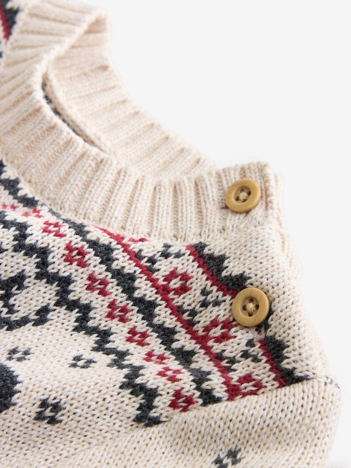The Little Tailor Beige Christmas Reindeer Fairisle Jumper - image 7