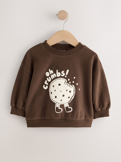 Chocolate Brown Cookie Crew Neck Sweatshirt (3mths-7yrs) - image 1