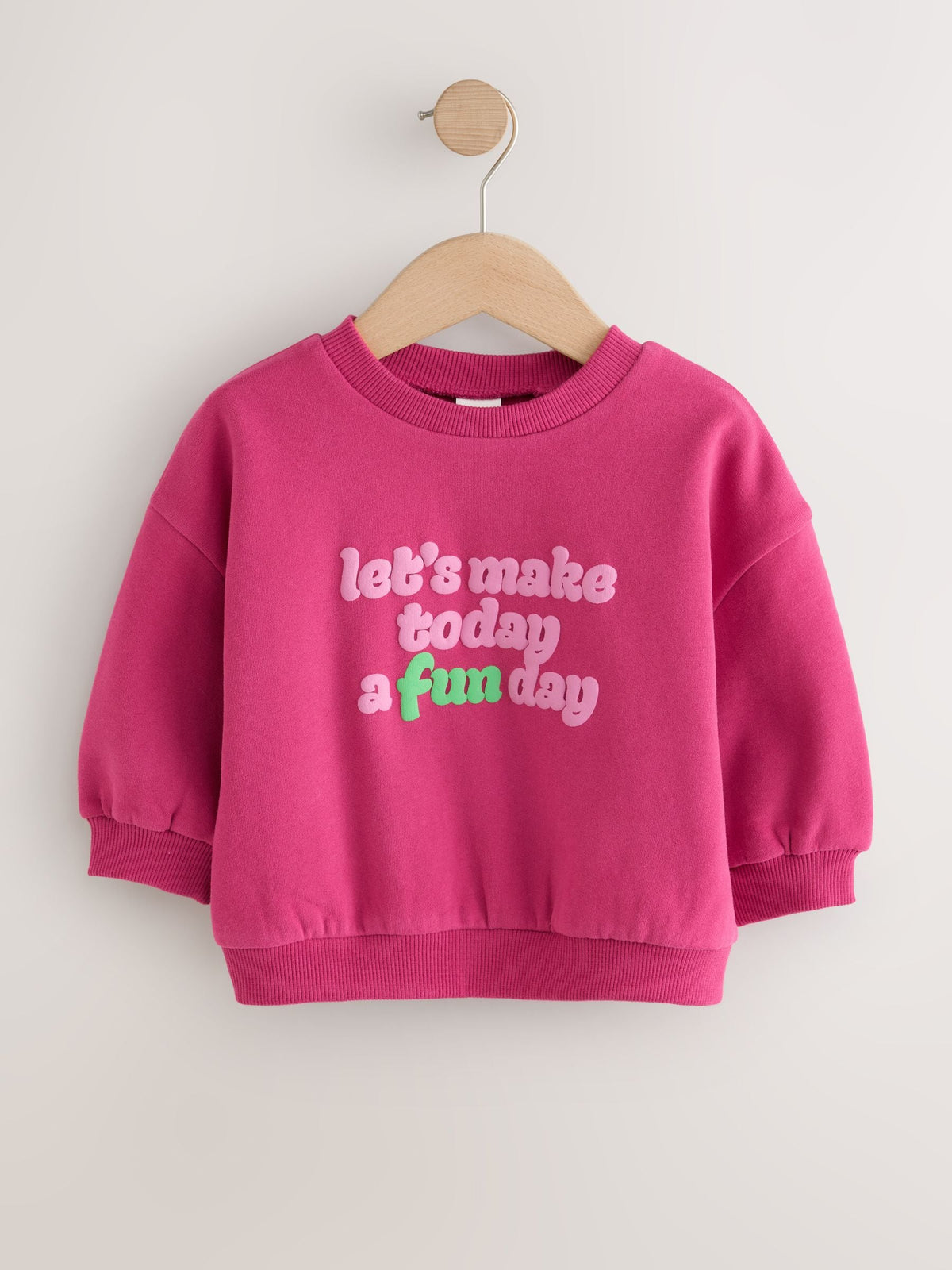 Bright Pink Slogan Crew Neck Sweatshirt (3mths-7yrs) - image 1