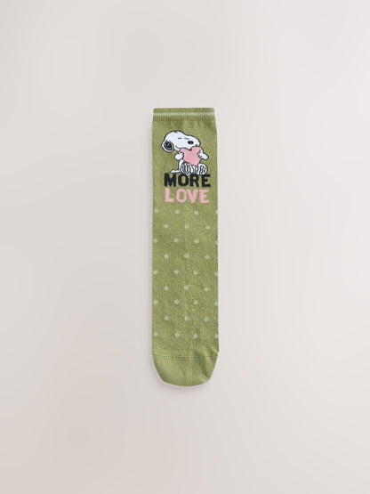 Rust Brown/Green/Pink Snoopy Licensed Ankle Socks 4 Pack - image 5