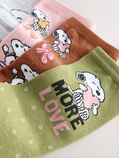 Rust Brown/Green/Pink Snoopy Licensed Ankle Socks 4 Pack - image 7
