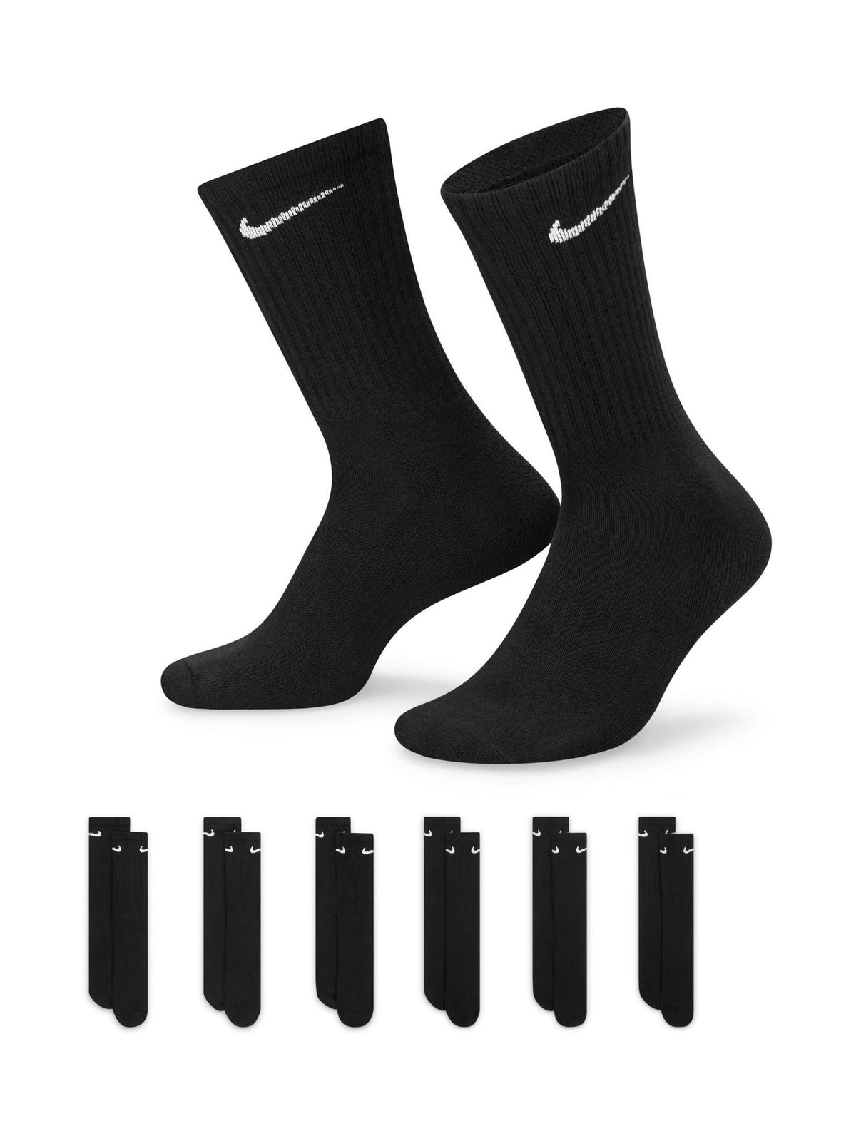Nike Black Crew Everyday Cushioned Socks 6 Pack - image 1