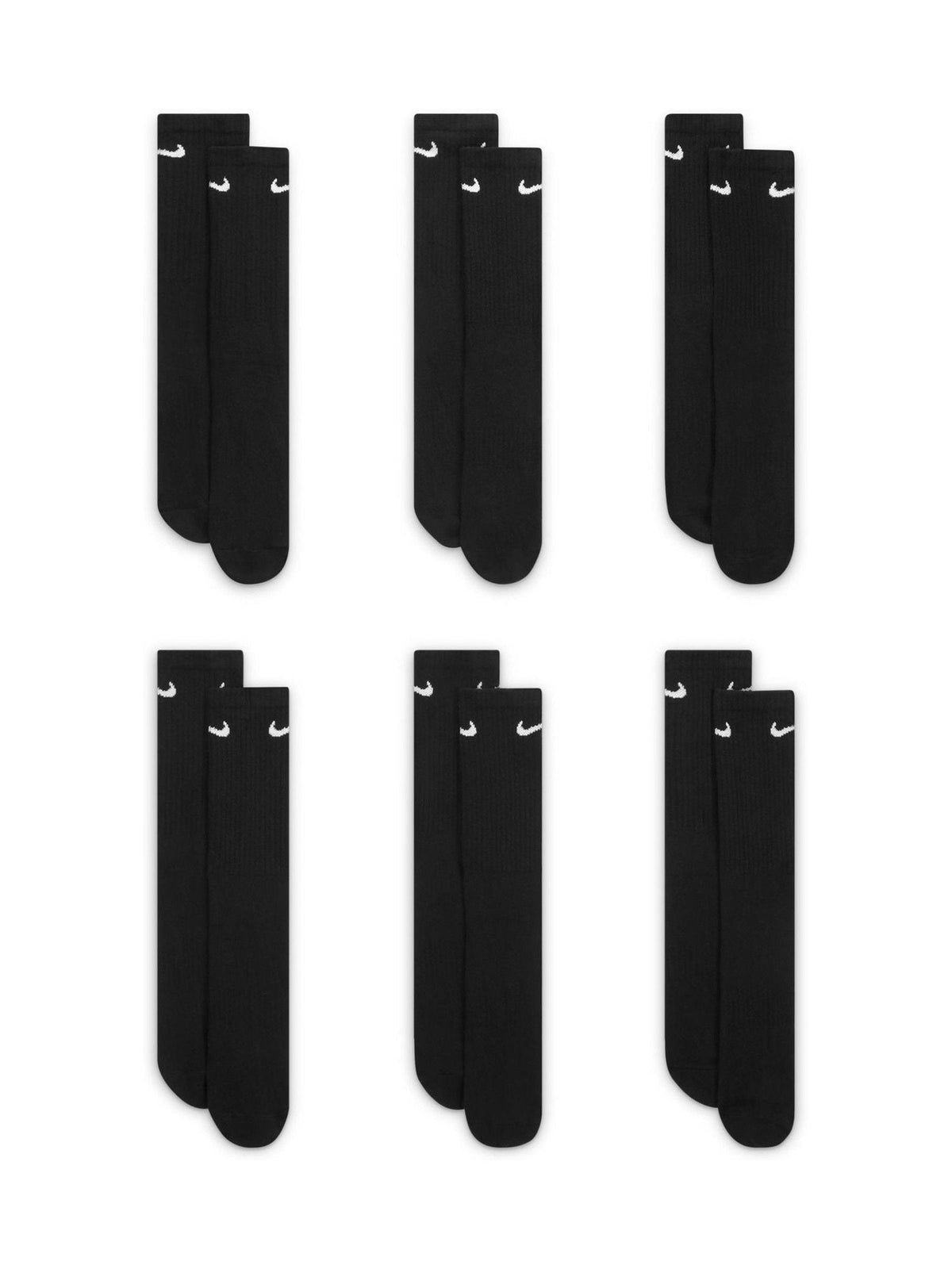 Nike Black Crew Everyday Cushioned Socks 6 Pack - image 2
