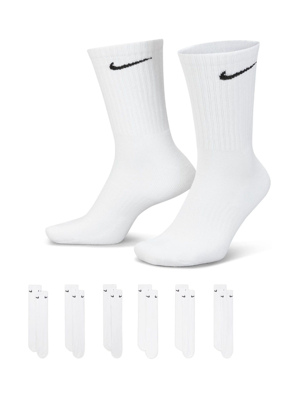 Nike White Crew Everyday Cushioned Socks 6 Pack - image 1
