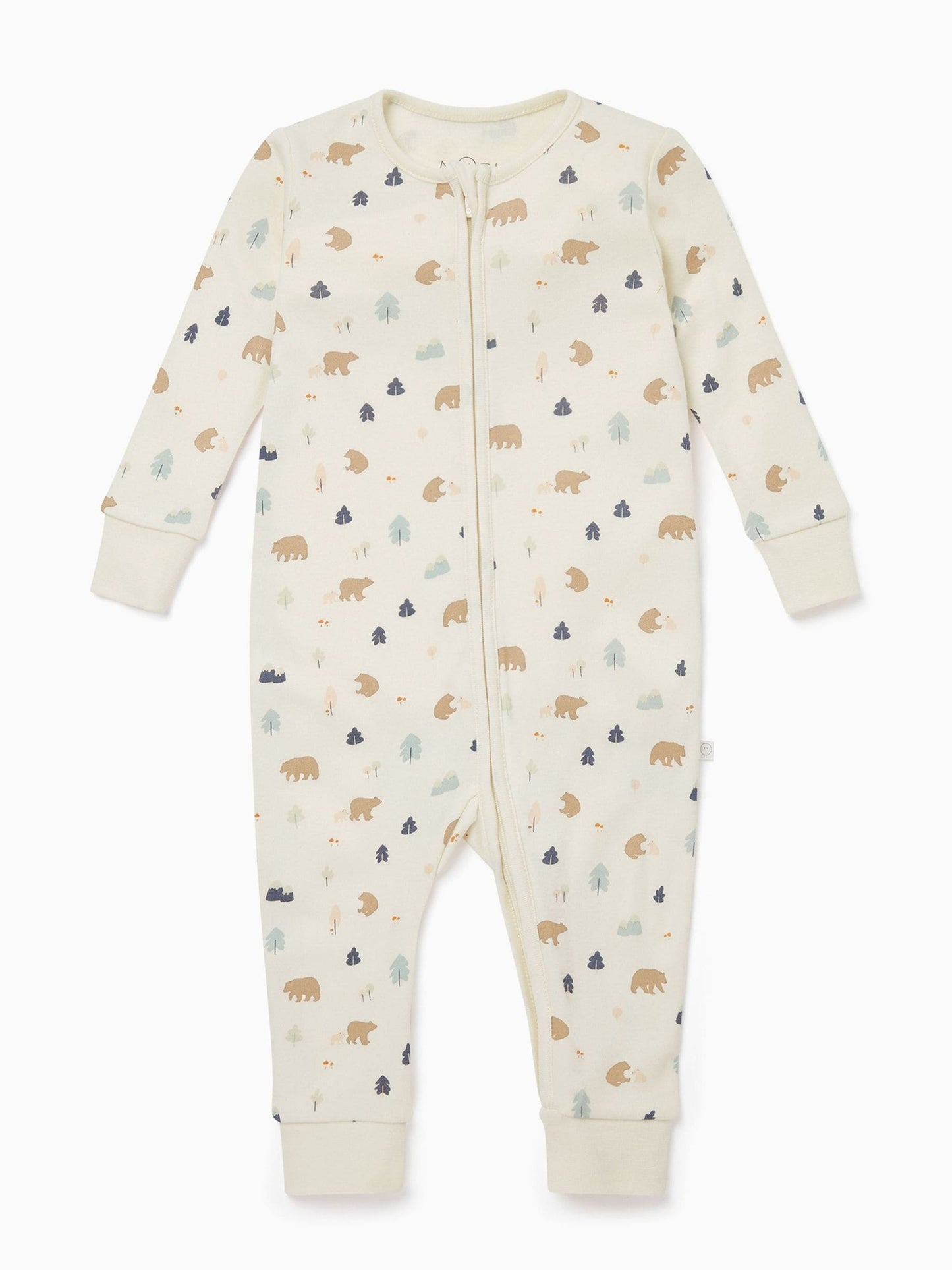 MORI Cream Bear Print Supersoft 2 Way Zip Up Sleepsuit image 3