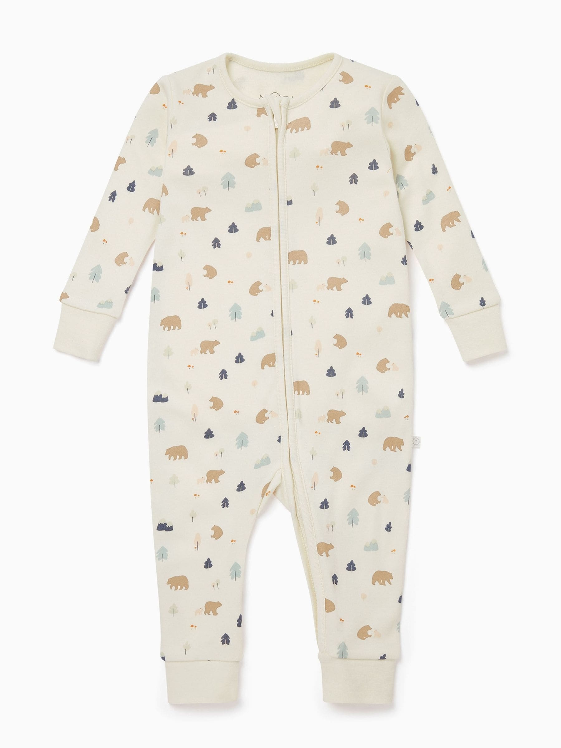 MORI Cream Bear Print Supersoft 2 Way Zip Up Sleepsuit image 3