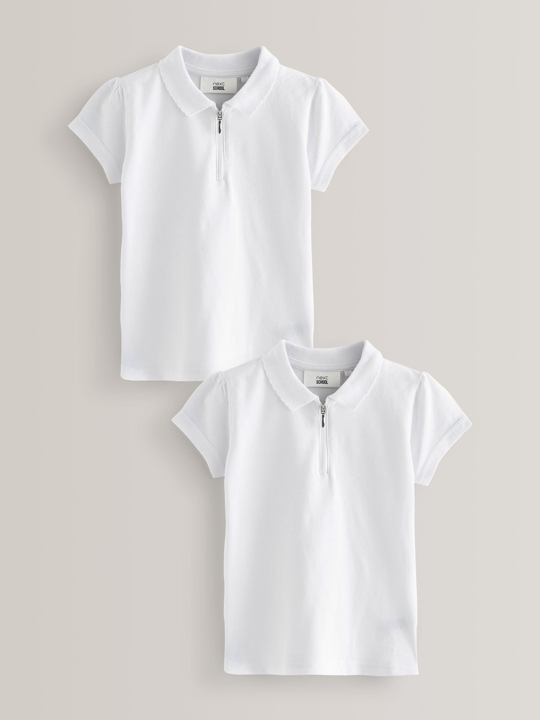 Dsiney Kidz - White Girls 2 Pack 100% Cotton Zip Polo Shirts (3-16yrs) image 1