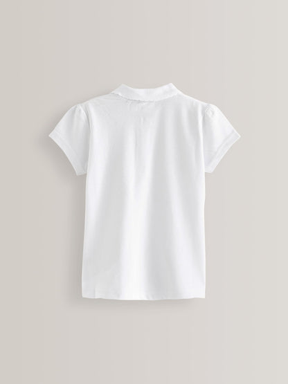 Dsiney Kidz - White Girls 2 Pack 100% Cotton Zip Polo Shirts (3-16yrs) image 2