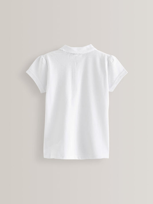 Dsiney Kidz - White Girls 2 Pack 100% Cotton Zip Polo Shirts (3-16yrs) image 2