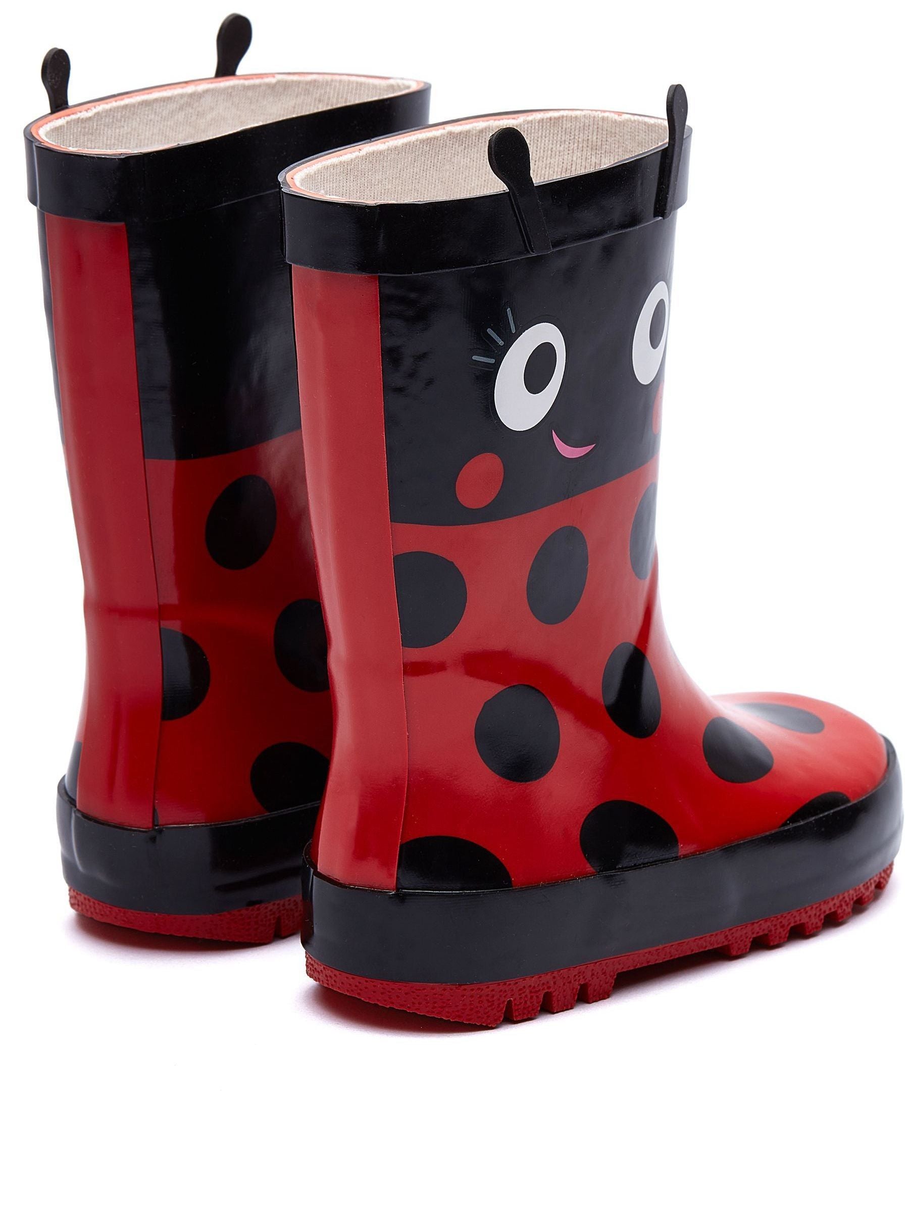 Harry Bear Purple Ladybird Printed Wellies image 3