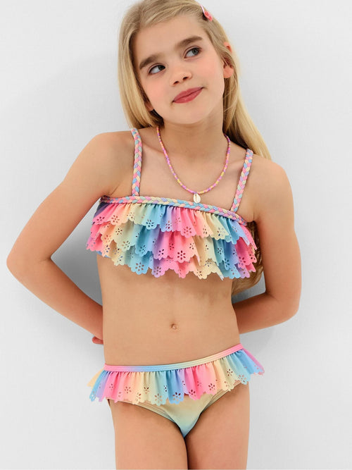 Dsiney Kidz - Angels By Accessorize Pink Girls Ombré Frill Bikini Set image 1