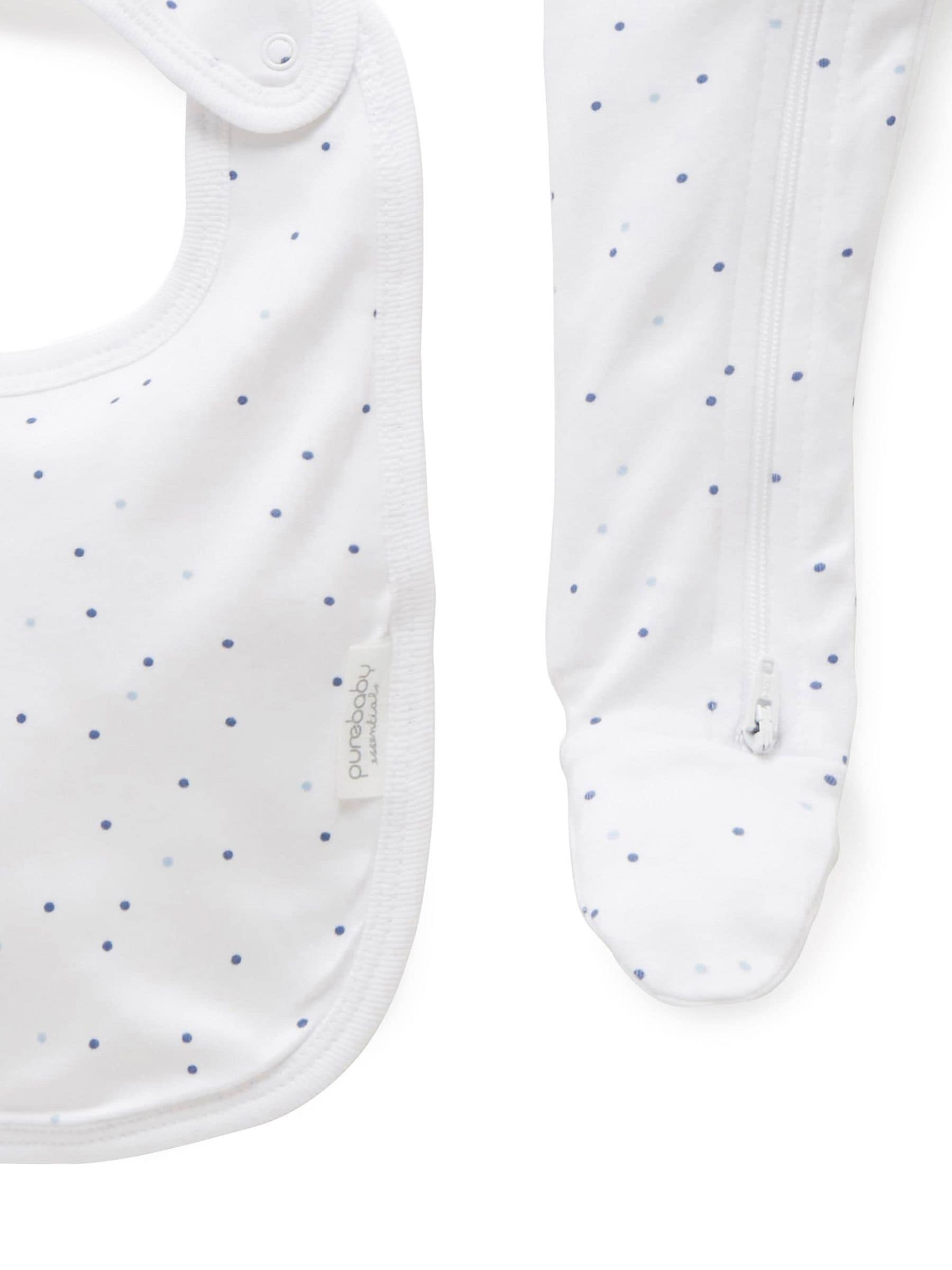 Purebaby Blue Baby 100% Cotton Hat Bib & Sleepsuit Set 3 Piece image 4