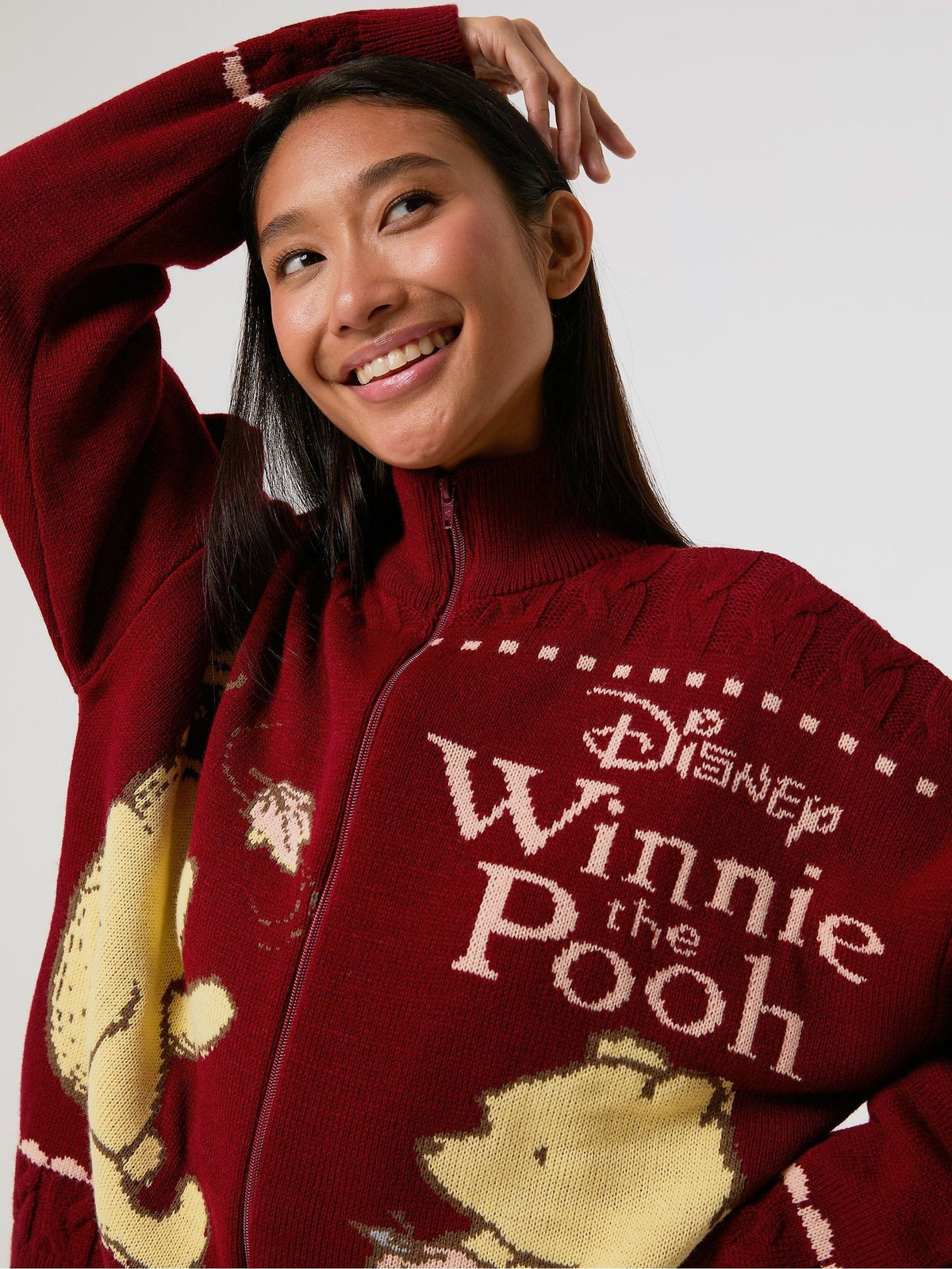 Skinnydip Red Disney Winnie The Pooh Zip Through Knitted Jumper - image 2