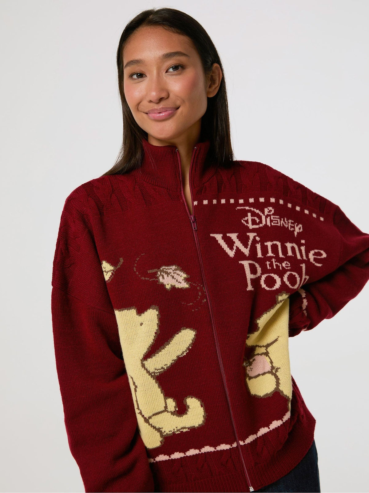 Skinnydip Red Disney Winnie The Pooh Zip Through Knitted Jumper - image 3