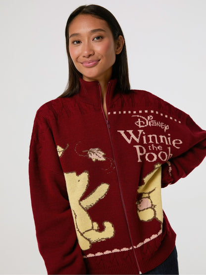 Skinnydip Red Disney Winnie The Pooh Zip Through Knitted Jumper - image 3