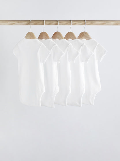 White Essential 5 Pack Short Sleeve Bodysuits image 3