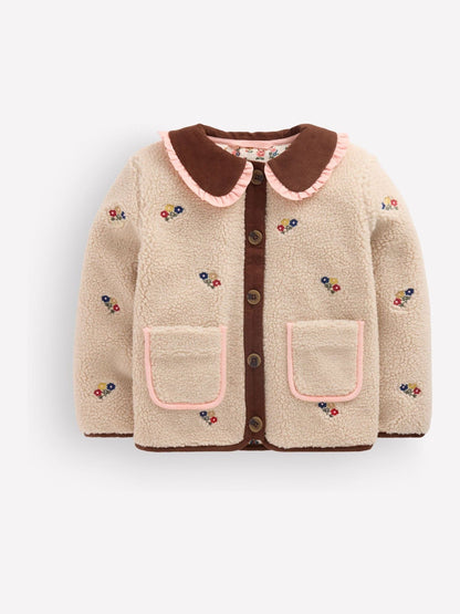Dsiney Kidz - Boden Cream Embroidered Borg Jacket image 4