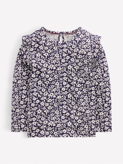 Dsiney Kidz - Boden Blue Frill Sleeve Slub Top image 1