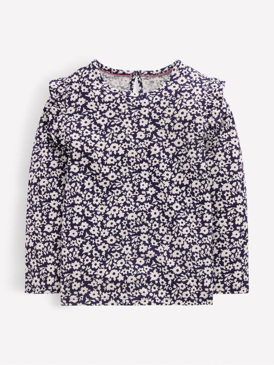 Dsiney Kidz - Boden Blue Frill Sleeve Slub Top image 1