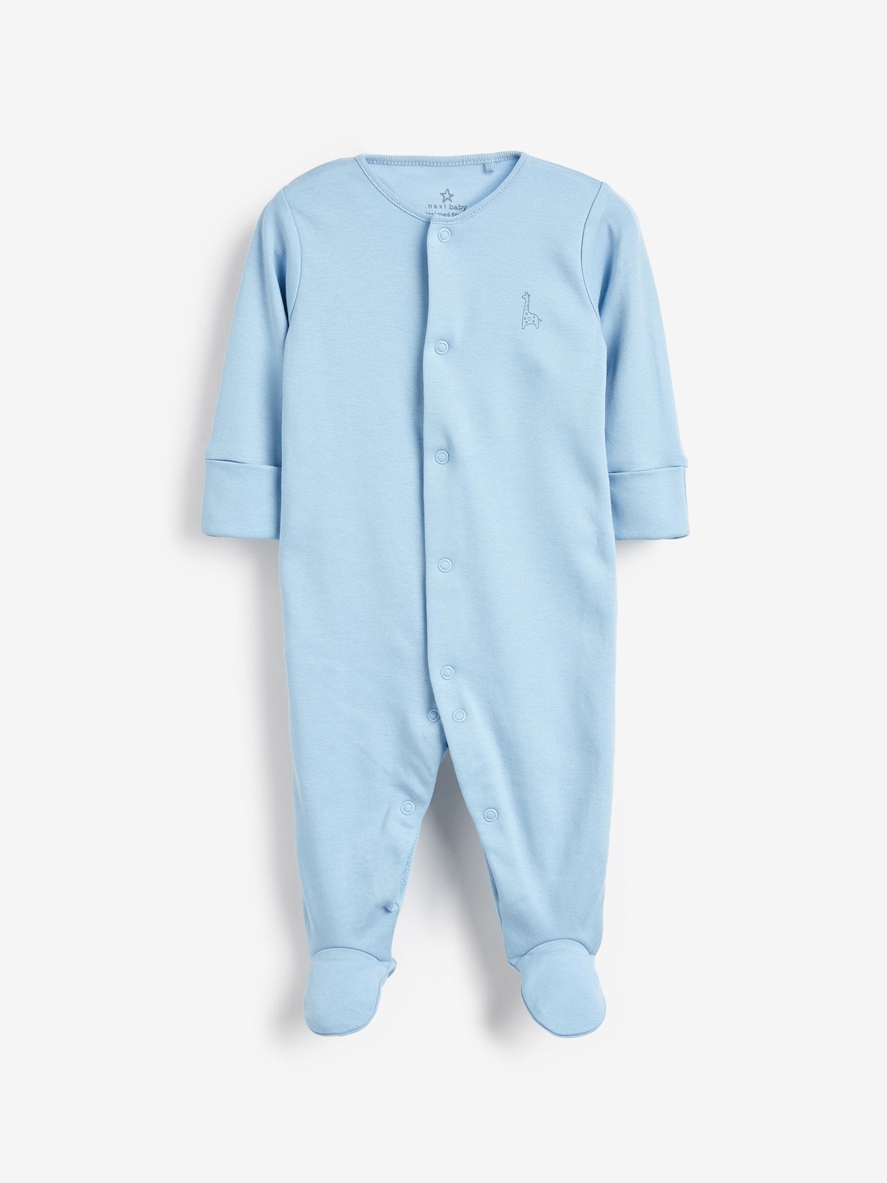 Blue/White 3 Pack Baby Sleepsuits (0-2yrs) image 5