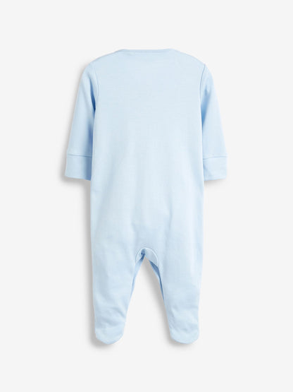 Blue/White 3 Pack Baby Sleepsuits (0-2yrs)