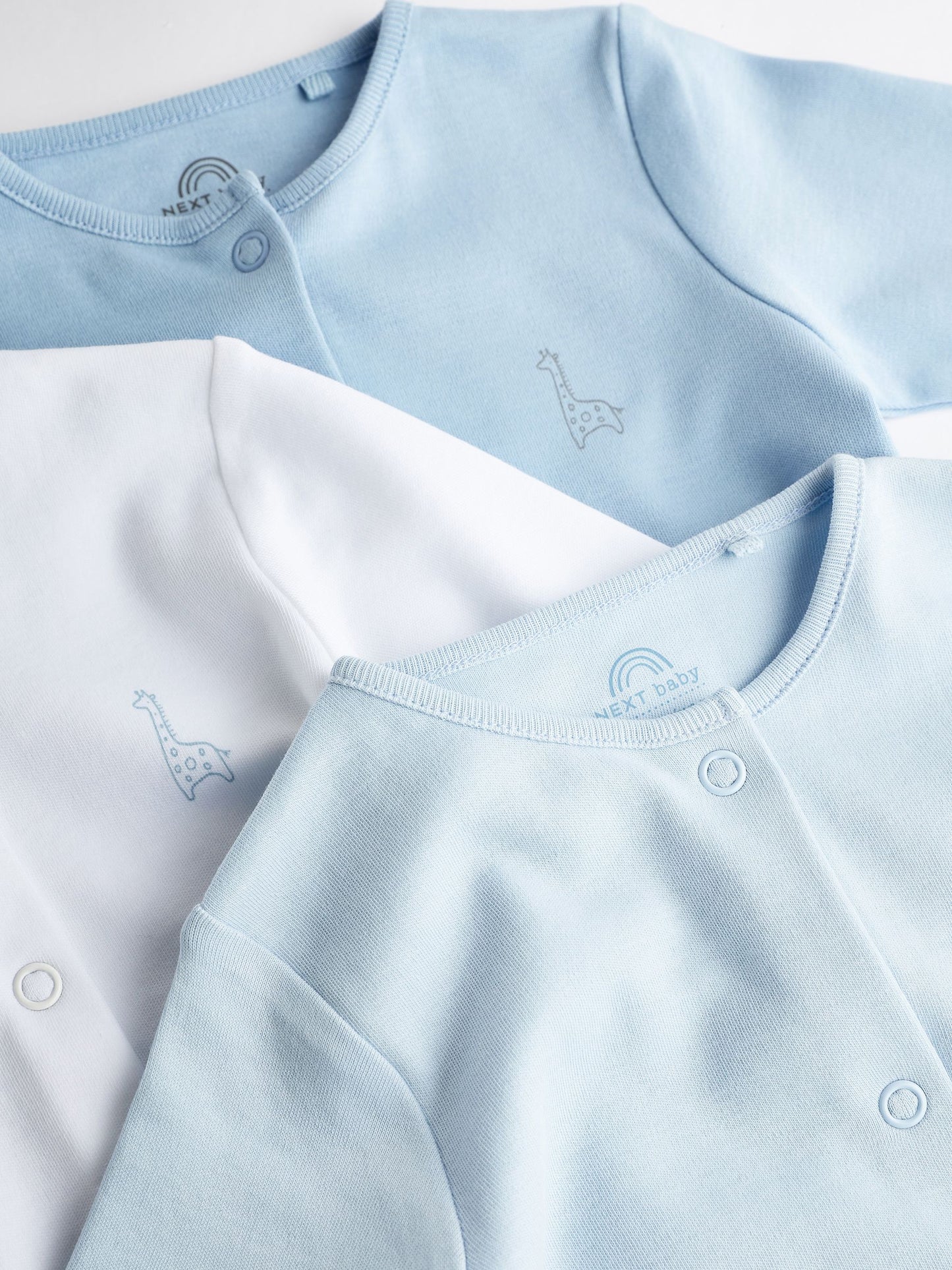 Blue/White 3 Pack Baby Sleepsuits (0-2yrs)