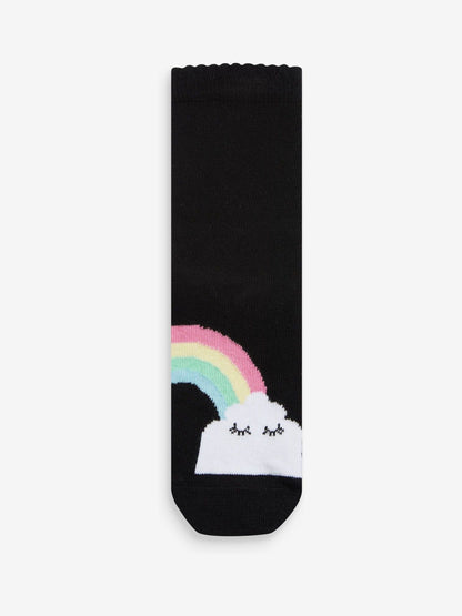Black 5 Pack Cotton Rich Character Ankle School Socks image 2