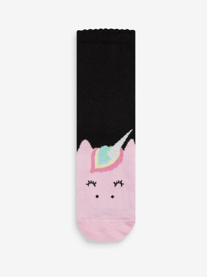 Black 5 Pack Cotton Rich Character Ankle School Socks image 4