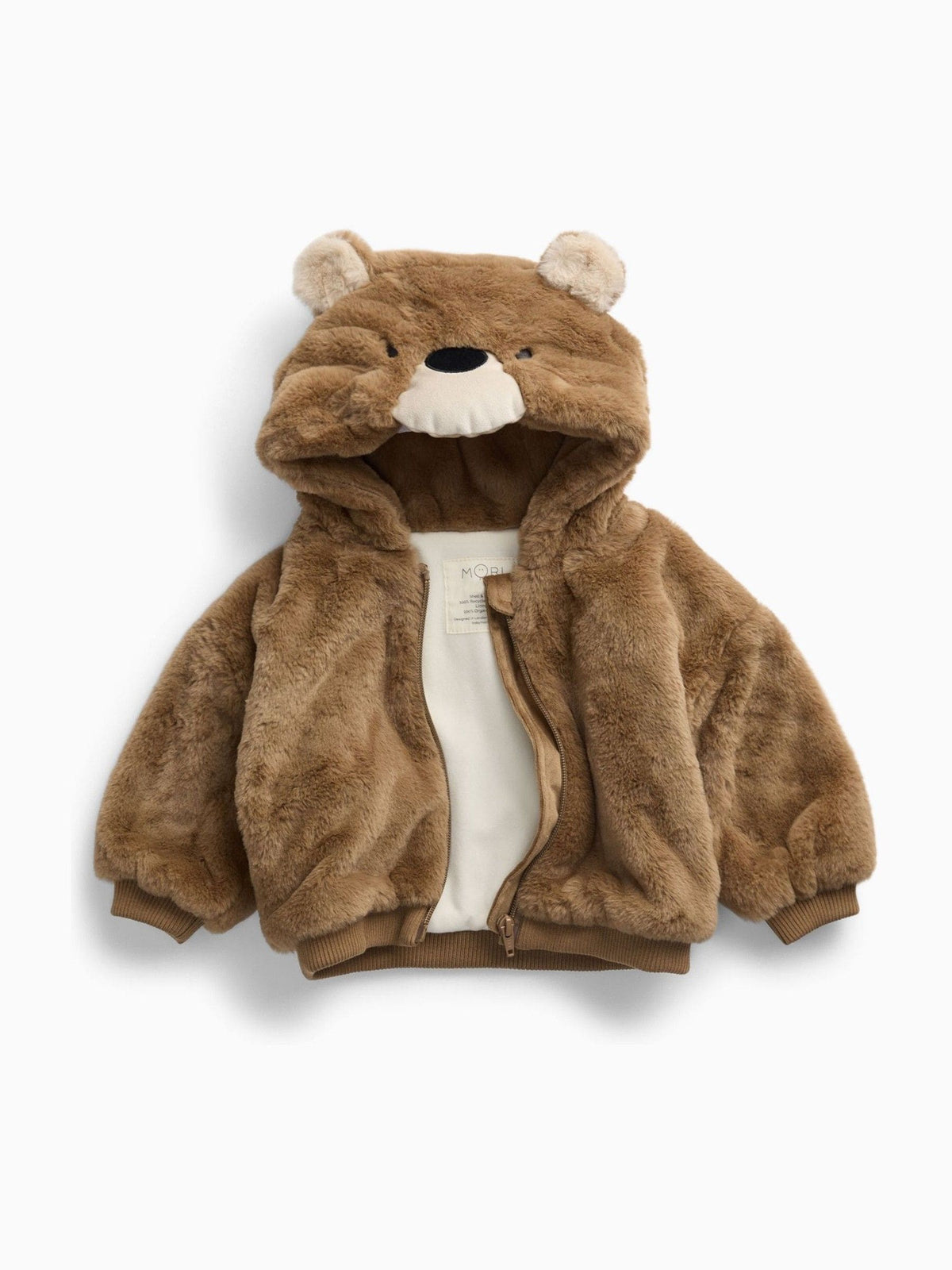 MORI Brown Supersoft Fleece Lined Bear Faux Fur Hooded Jacket - image 1
