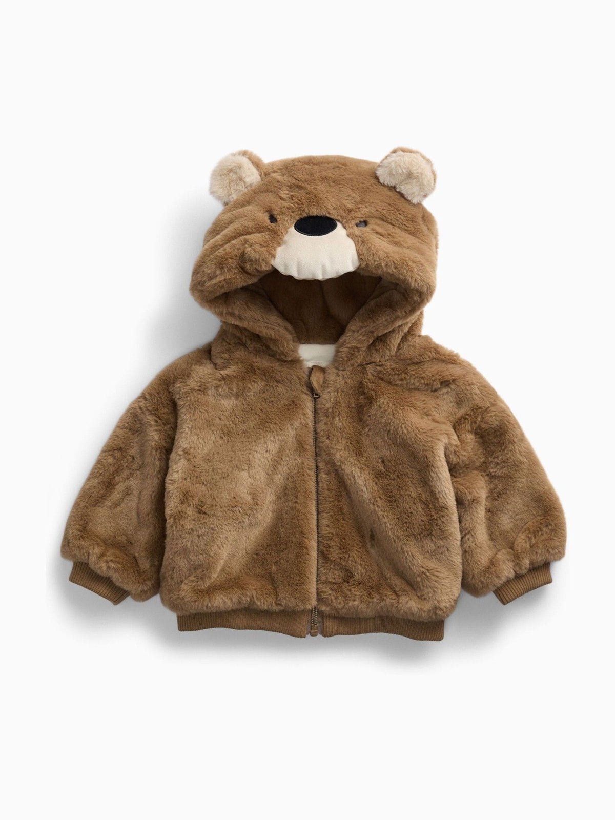 MORI Brown Supersoft Fleece Lined Bear Faux Fur Hooded Jacket - image 2
