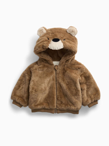 MORI Brown Supersoft Fleece Lined Bear Faux Fur Hooded Jacket - image 2