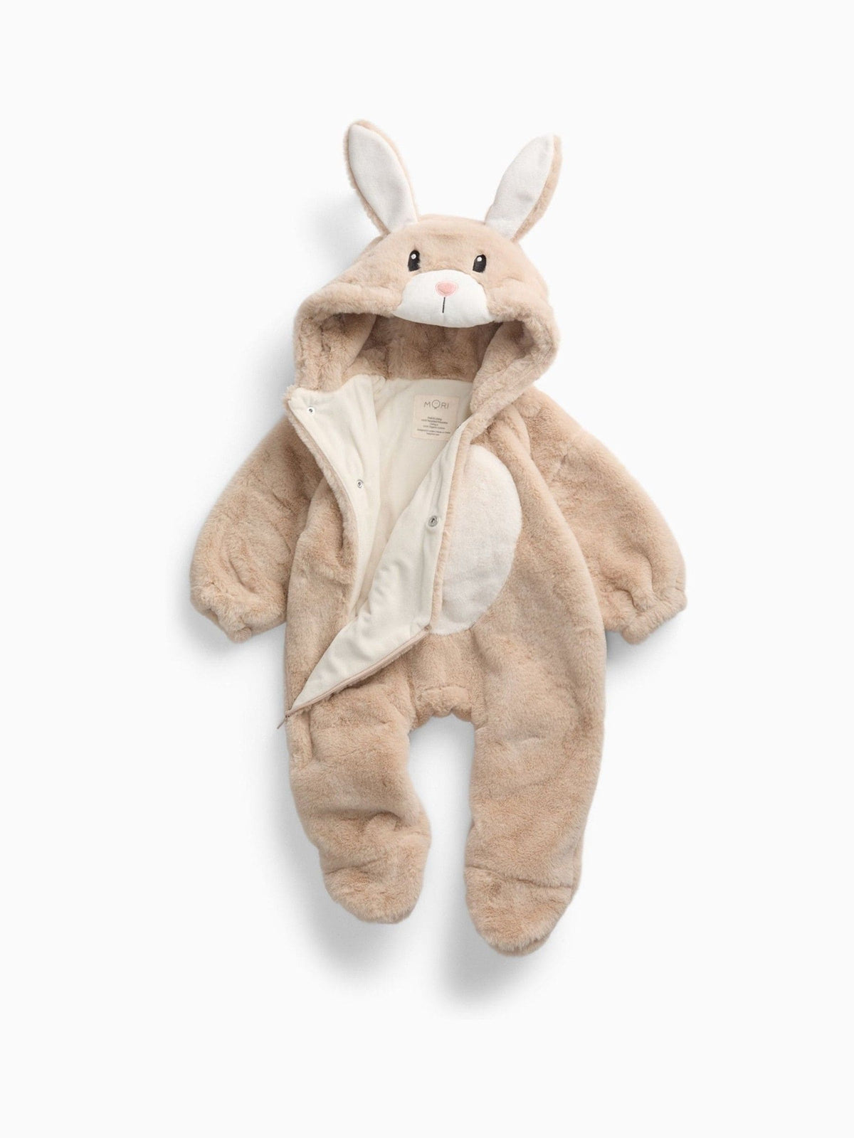 MORI Cream Supersoft Fleece Lined Bunny Faux Fur Pramsuit - image 1