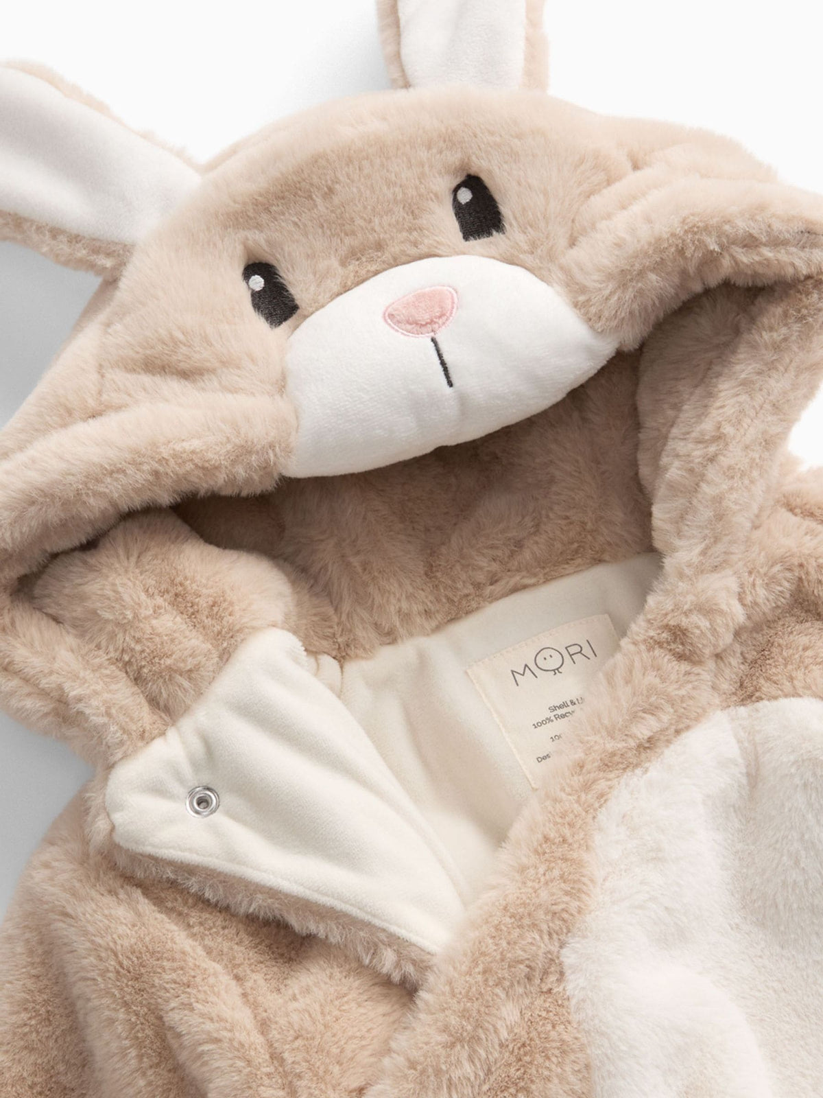 MORI Cream Supersoft Fleece Lined Bunny Faux Fur Pramsuit - image 2