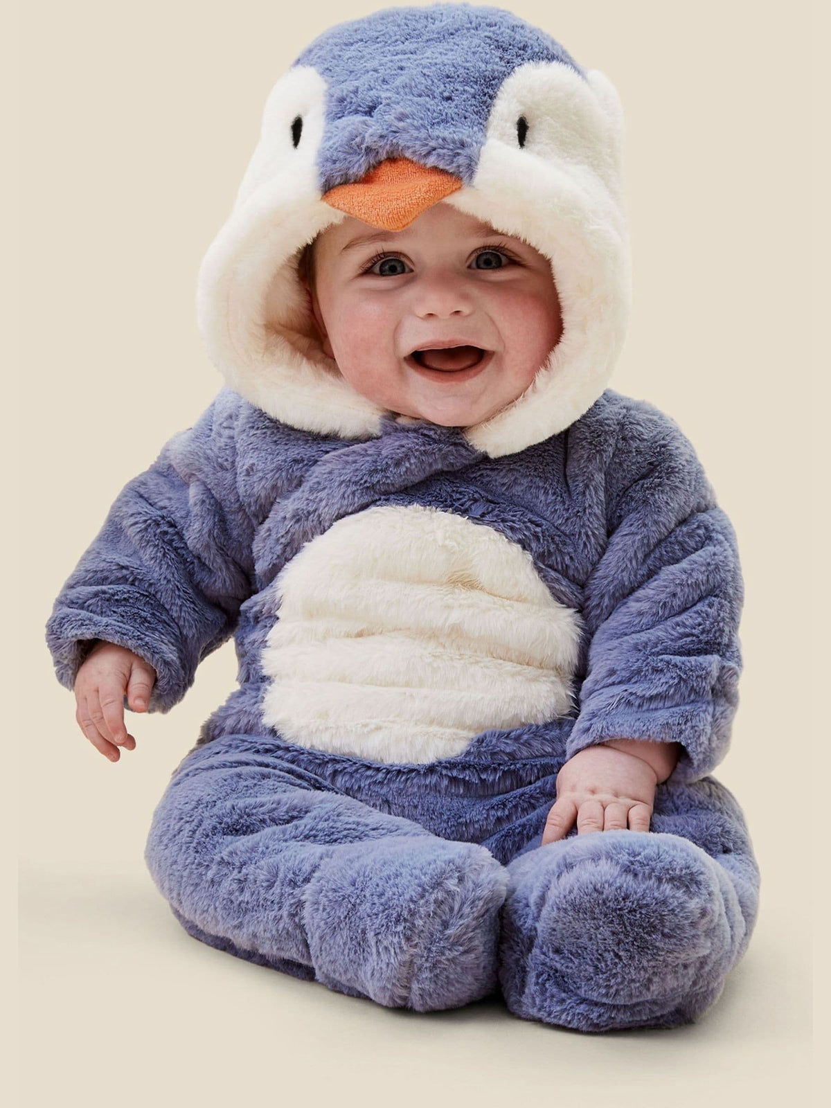 MORI Blue Supersoft Fleece Lined Penguin Faux Fur Pramsuit - image 1