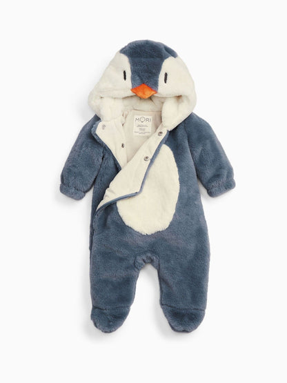MORI Blue Supersoft Fleece Lined Penguin Faux Fur Pramsuit - image 3
