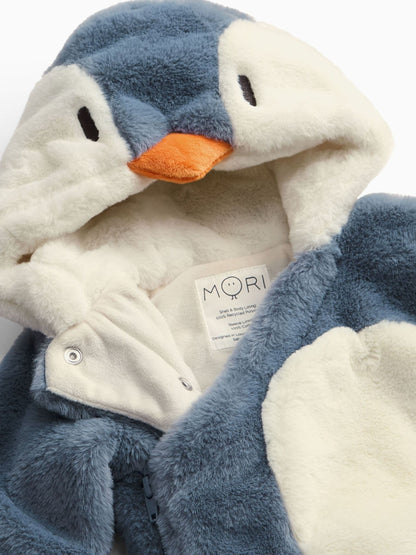 MORI Blue Supersoft Fleece Lined Penguin Faux Fur Pramsuit - image 4