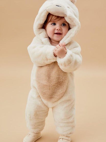 MORI Cream Supersoft Fleece Lined Polar Bear Faux Fur Pramsuit - image 1