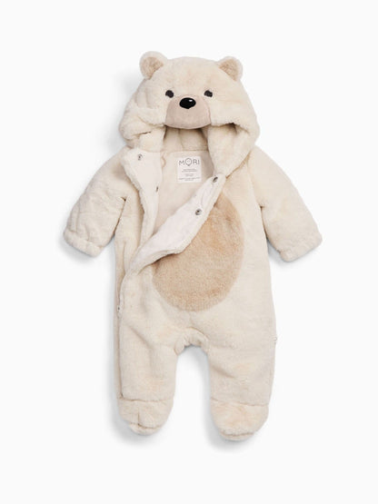 MORI Cream Supersoft Fleece Lined Polar Bear Faux Fur Pramsuit - image 3